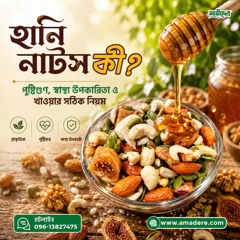 Honey Nuts কী? বৈজ্ঞানিক স্বাস্থ্য উপকারিতা, Nutrition Facts, Ingredients, Heart Health, Brain Health, Reproductive Health, Weight Management ও প্রতিদিন খাওয়ার সঠিক নিয়ম